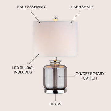 Marsh 22" Glass LED Table Lamp - JONATHAN Y